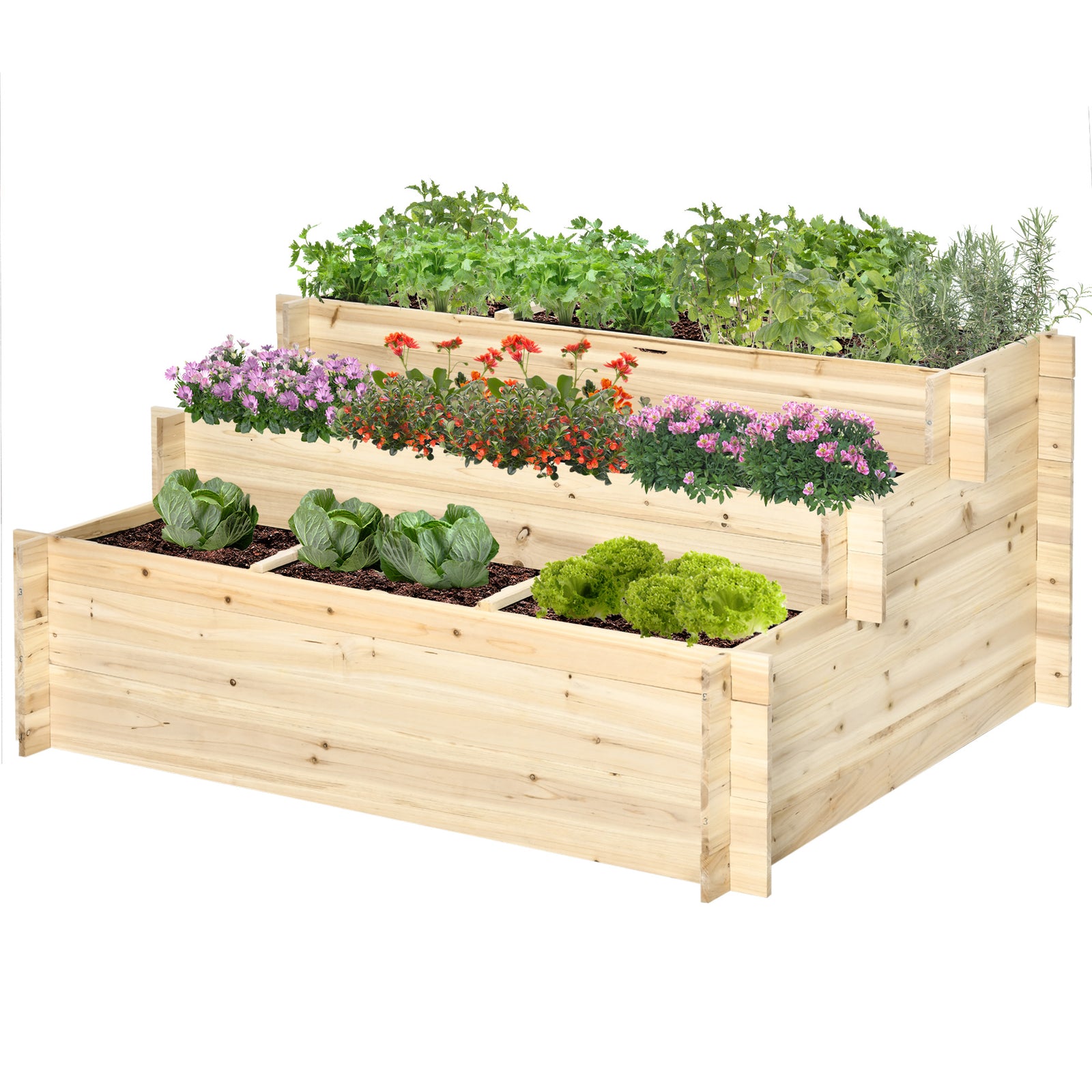 3 Tier Raised Bed Planter With 9 Grow Grids