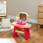 Kids Dressing Table W/ Mirror, Led Light, Music, 23 Accessories