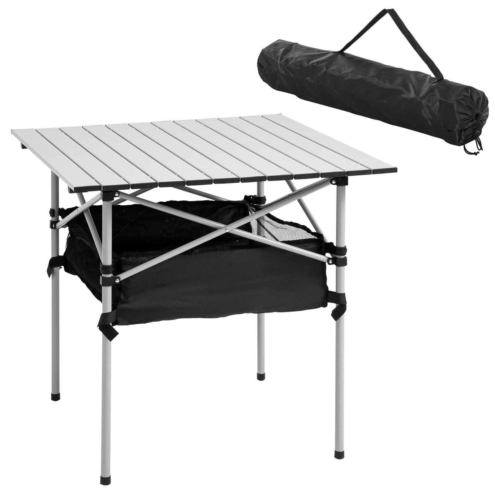 Aluminum Camping Table Folding Table Picnic Table W/mesh Bag | Silver