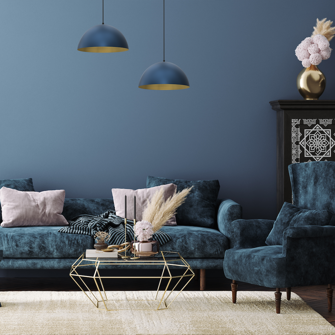 Pendant Light Beta Navy Blue/gold 1xe27 35cm