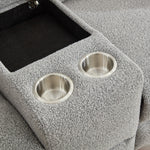 Powell 2 Seat Rocker Recliner Sofa With Centre Console | Light Grey
