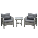 3pc Patio Rattan Wicker Bistro Set Conversation Furniture | Gray