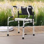 Living and Home Walker With Seat Adjustable Height Stainless Steel Folding Walker For Elderly