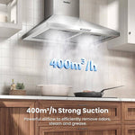 3-speed Stainless Steel Wall Mounted Chimney Range Hood With Led Light