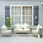 4 Pieces Outdoor Frame Garden Set W/ Cushion