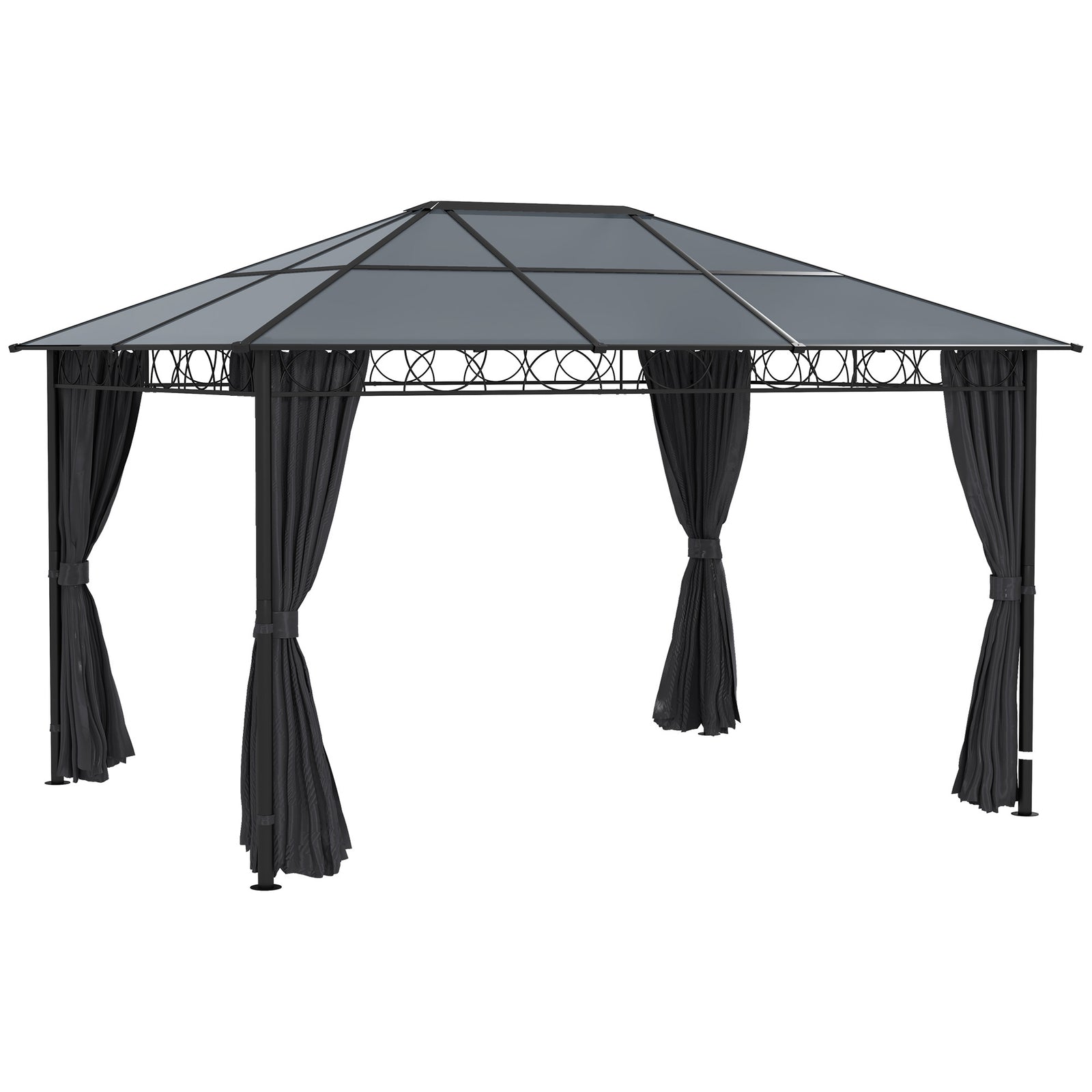 Hardtop Gazebo For Garden Party W/ Polycarbonate Curtains | Large