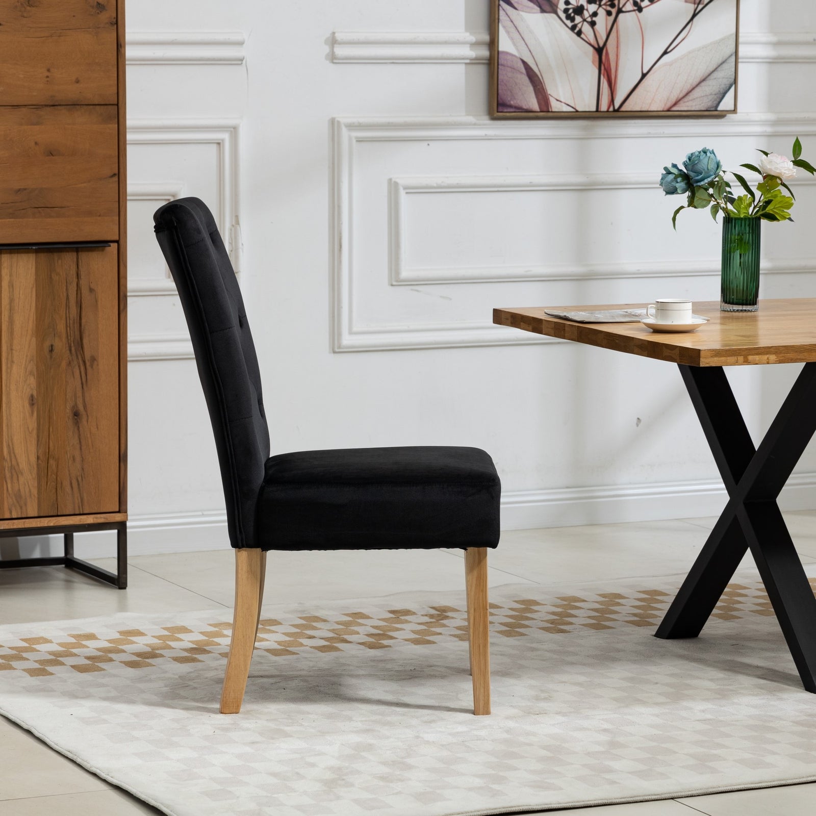 Set Of 2 Pienza Velvet Dining Chairs | Black