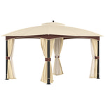 4 X 3metre Patio Gazebo Garden Canopy Shelter W/ 2 Tier Roof