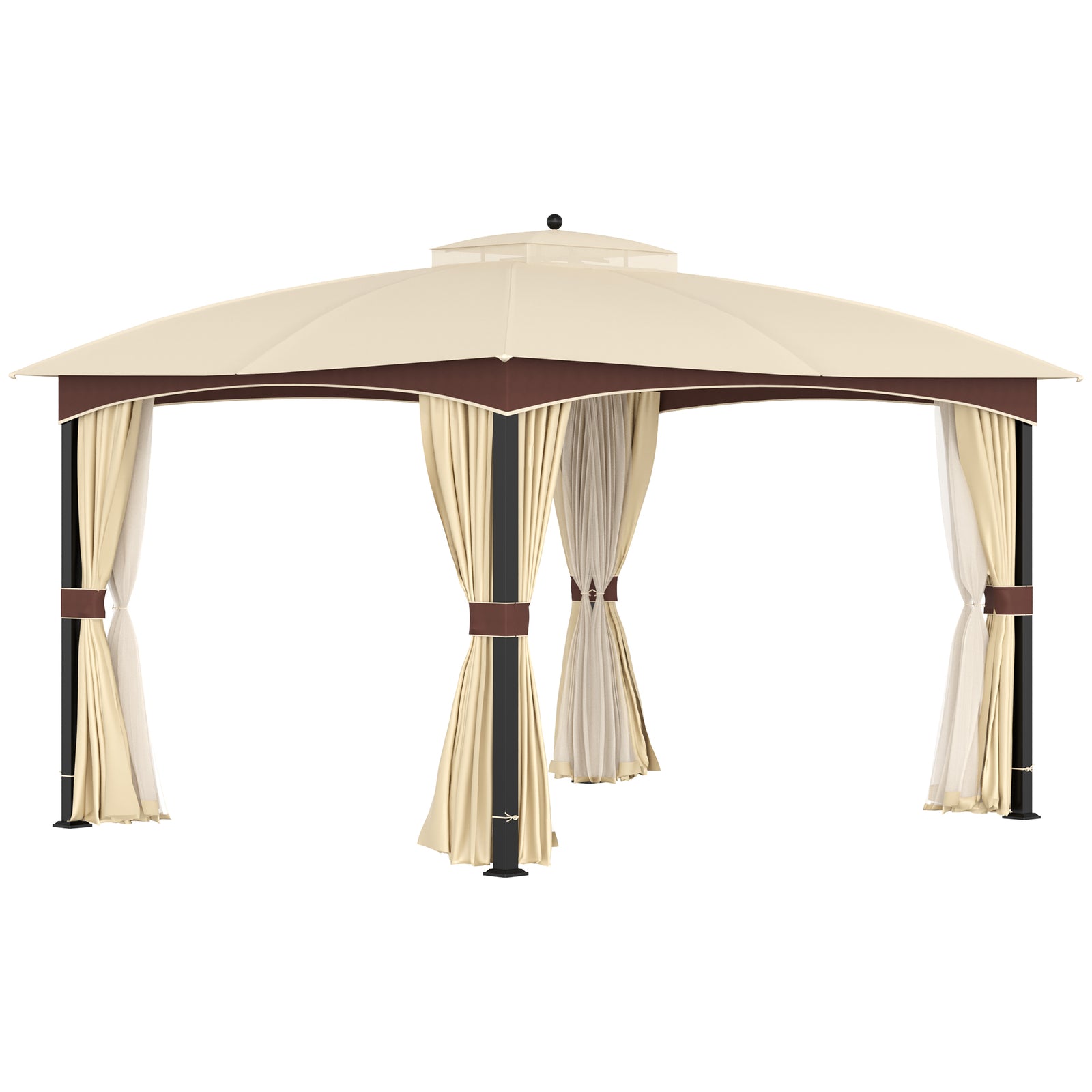 4 X 3metre Patio Gazebo Garden Canopy Shelter W/ 2 Tier Roof
