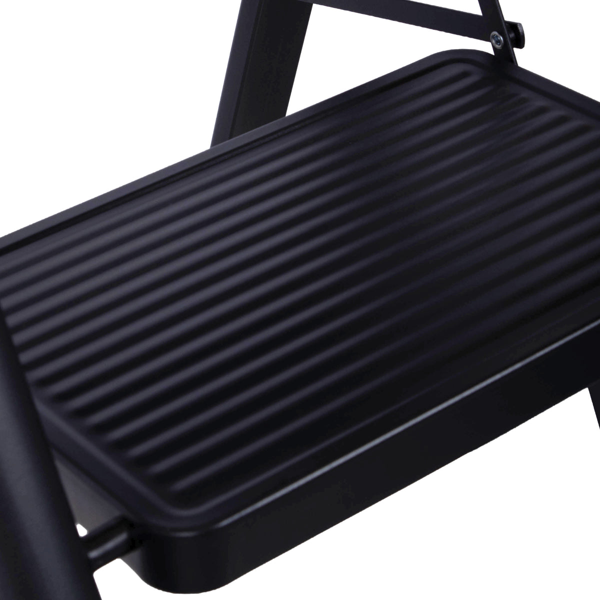 Step Ladder Compact Black, Heavy-duty Steel Folding Step Stool 150kg Capacity | 3 Step | Black