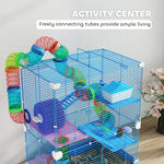 5 Tier Hamster Cage Carrier Habitat W/ Exercise Wheels, Blue