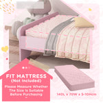 Toddler Bed Frame Cat Design Bed With Guardrails 143l X 74w X 72hcm - Pink | Pink