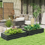 Set Of 2 Raised Garden Bed Elevated Planter Box For Flowers | Grey