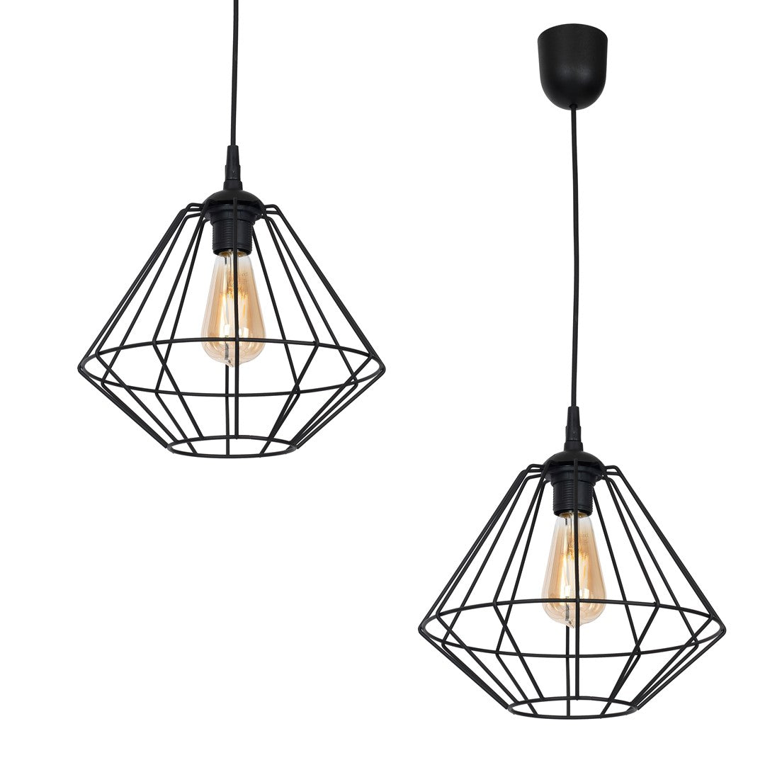 Colin Black Pendant Lamp 1xe27 Hand Made Matt Black Cage Style Lamps Creating Industrial Chic