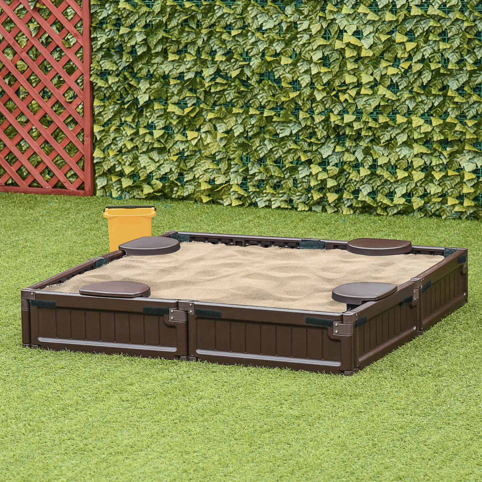 Kids Outdoor Sandbox W/ Canopy Backyard For 3-12 Years Old Brown