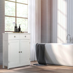 Bathroom Floor Storage Cabinet W/ 2 Drawers Door Cupboard | One Size | White