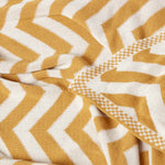 Chevron Herringbone Cotton Knitted Throw | 150cm x 200cm | Mustard