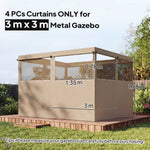 3 X 3 M Gazebo Replacement Curtains Privacy Panel Set, 4 Panels | Khaki