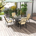 Garden Dining Set, Glass Table W/ Umbrella Hole & Seats | Beige