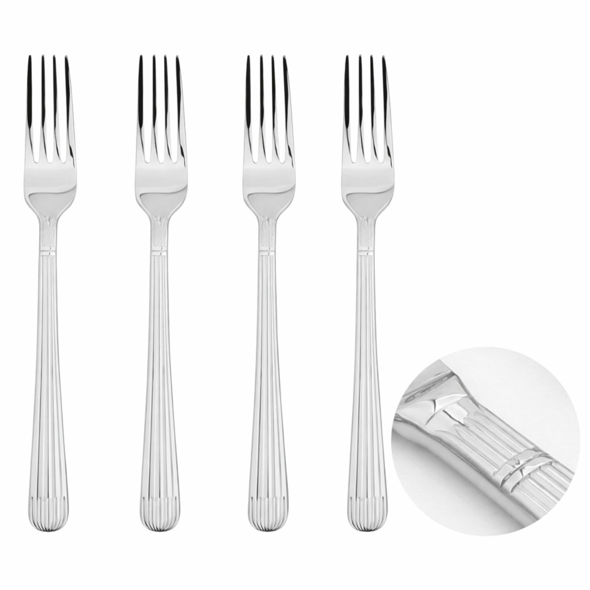 Cutlery Sets Stainless Steel 18/8 Spoons Forks Catering Papyrus | Set of 12 | Silver
