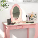 Kids Dressing Table With Mirror, Stool, Drawer, Girls Vanity Table | Pink