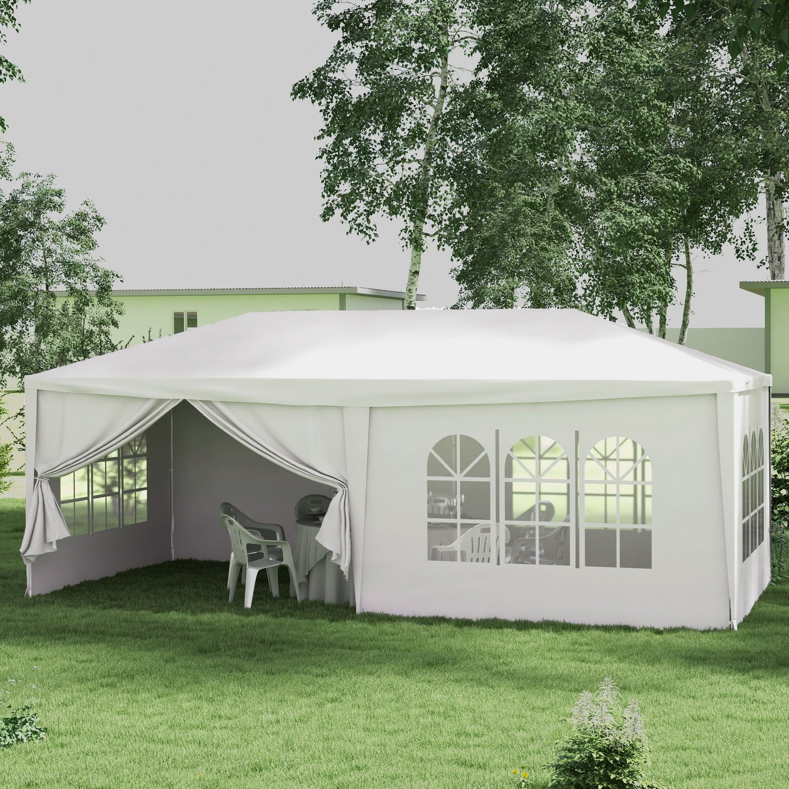 Outdoor Gazebo Canopy Party Tent With 6 Removable Side Walls