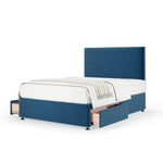 Plush Velvet 2 Drawer Divan Base And Plain Headboard | Single | Midnight Blue
