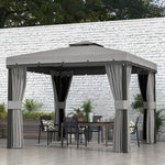 3 X 3(m) Garden Gazebo Shelter Party Tent With 2 Tier Roof | Light Slate Grey
