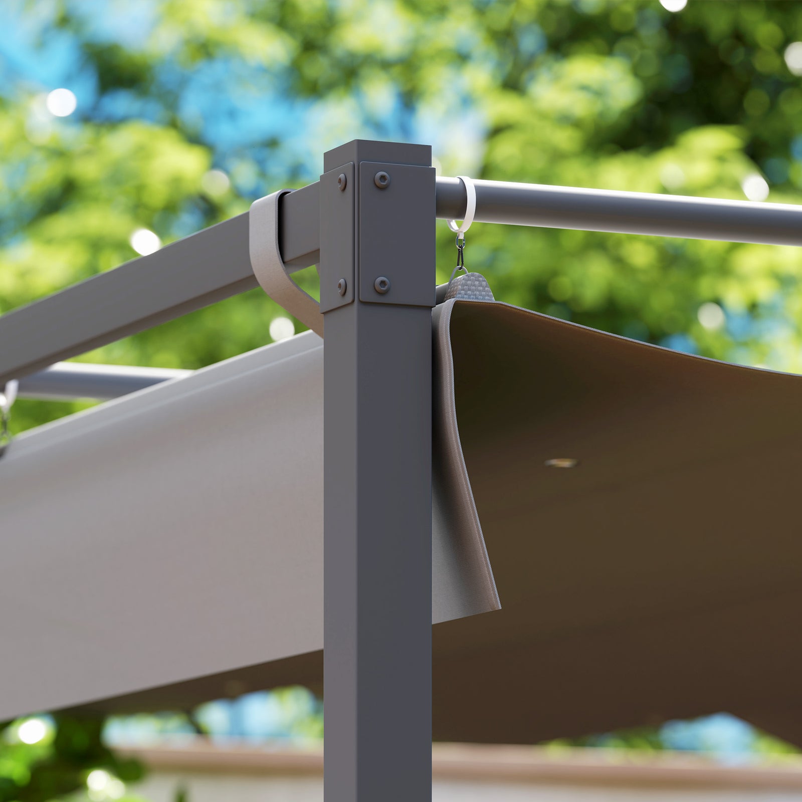 3x3m Pergola With Retractable Roof, Magnetic, Grey
