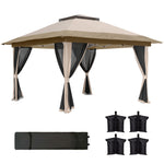 3.6x3.6m Pop Up Gazebo, Mesh Sides, Upf50+ | Beige
