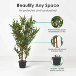 Artificial Green Handcrafted Bamboo Tree Plant With Pot, 95 Cm (3 Ft)