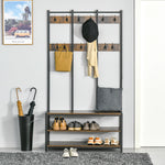 Entryway Coat Rack Hall Tree Shoe Bench 3 In 1 Design