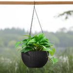 3pcs Black Hanging Flower Baskets – 16.5 Cm Plastic Planters For Home Decor | Black