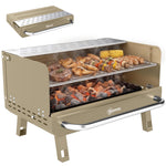Portable Barbecue Grill With Adjustable Grates For Camping | Khaki