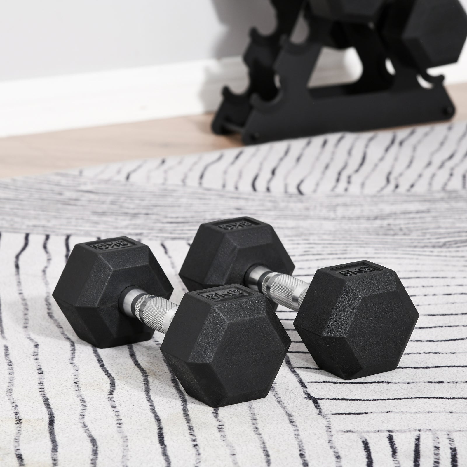 2x5kg Rubber Hex Dumbbells For Home Gym | Black