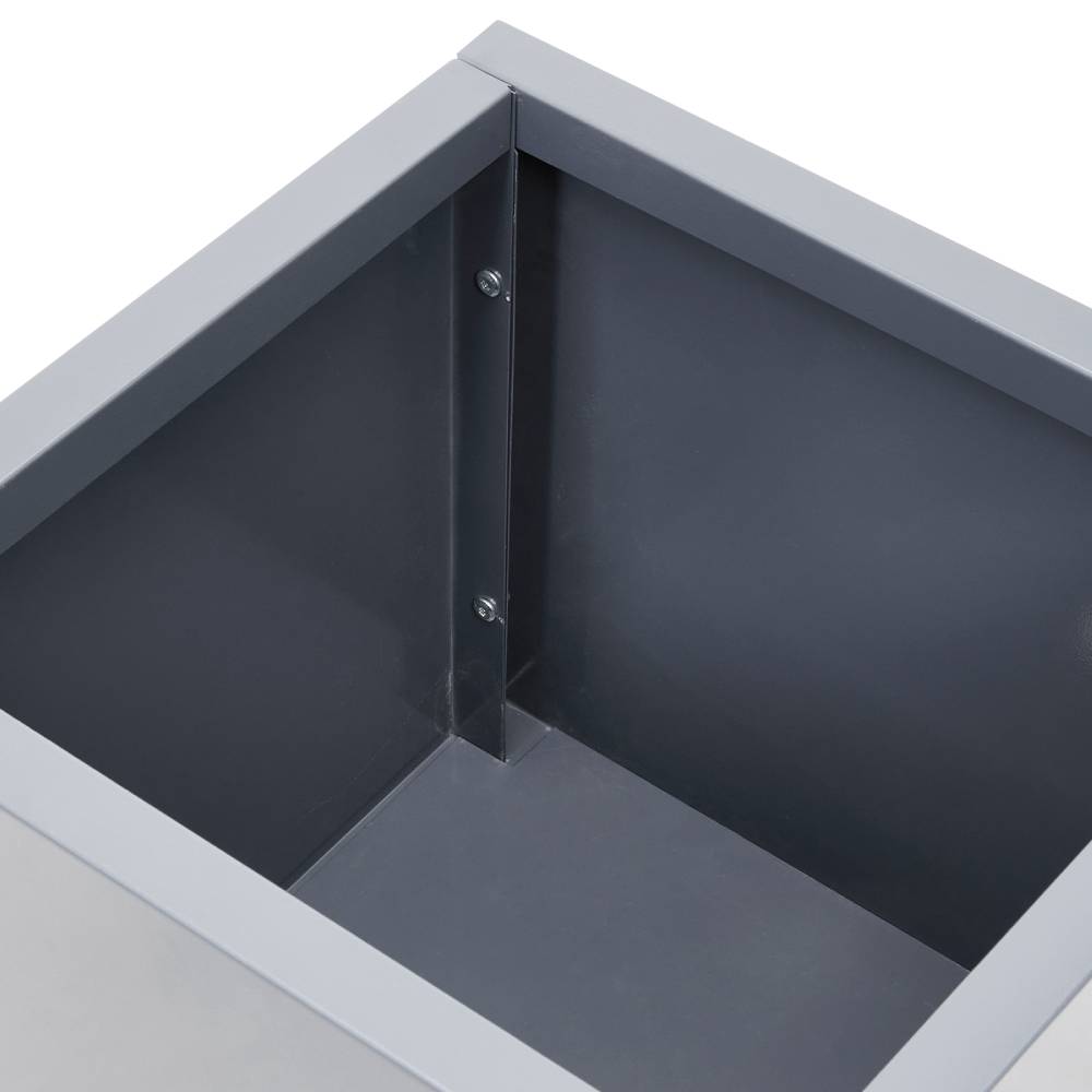 Zinc Galvanized Steel Planter Box With Drainage Hole –square Raised Planter Box Outdoor Balcony Garden Trough Pot | Medium | Light Grey