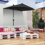2m Half Balcony Parasol W/ Double Canopy & Base | Black