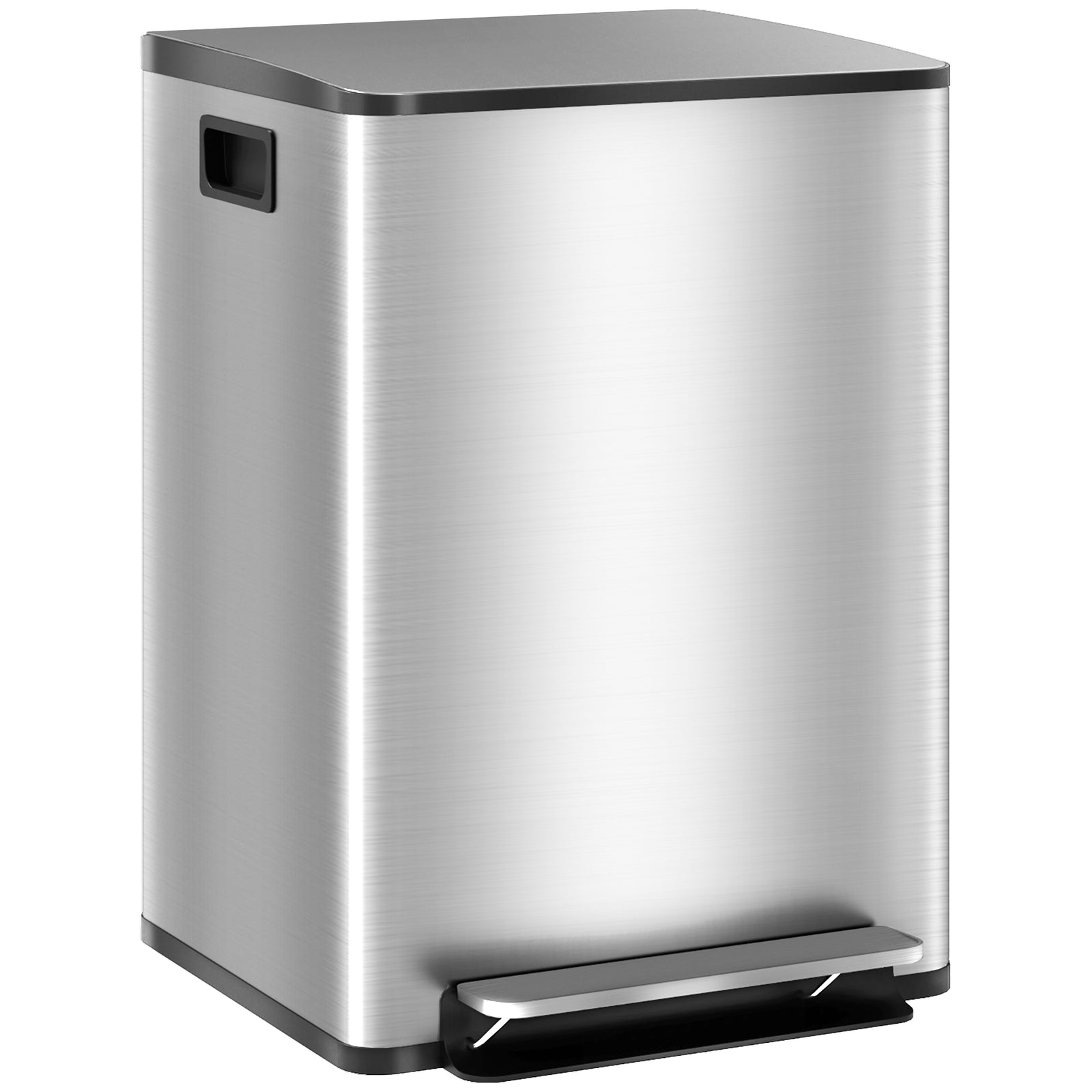 Double Kitchen Bin, Pedal Bin With Soft-close Lid, Silver Tone | M | Silver