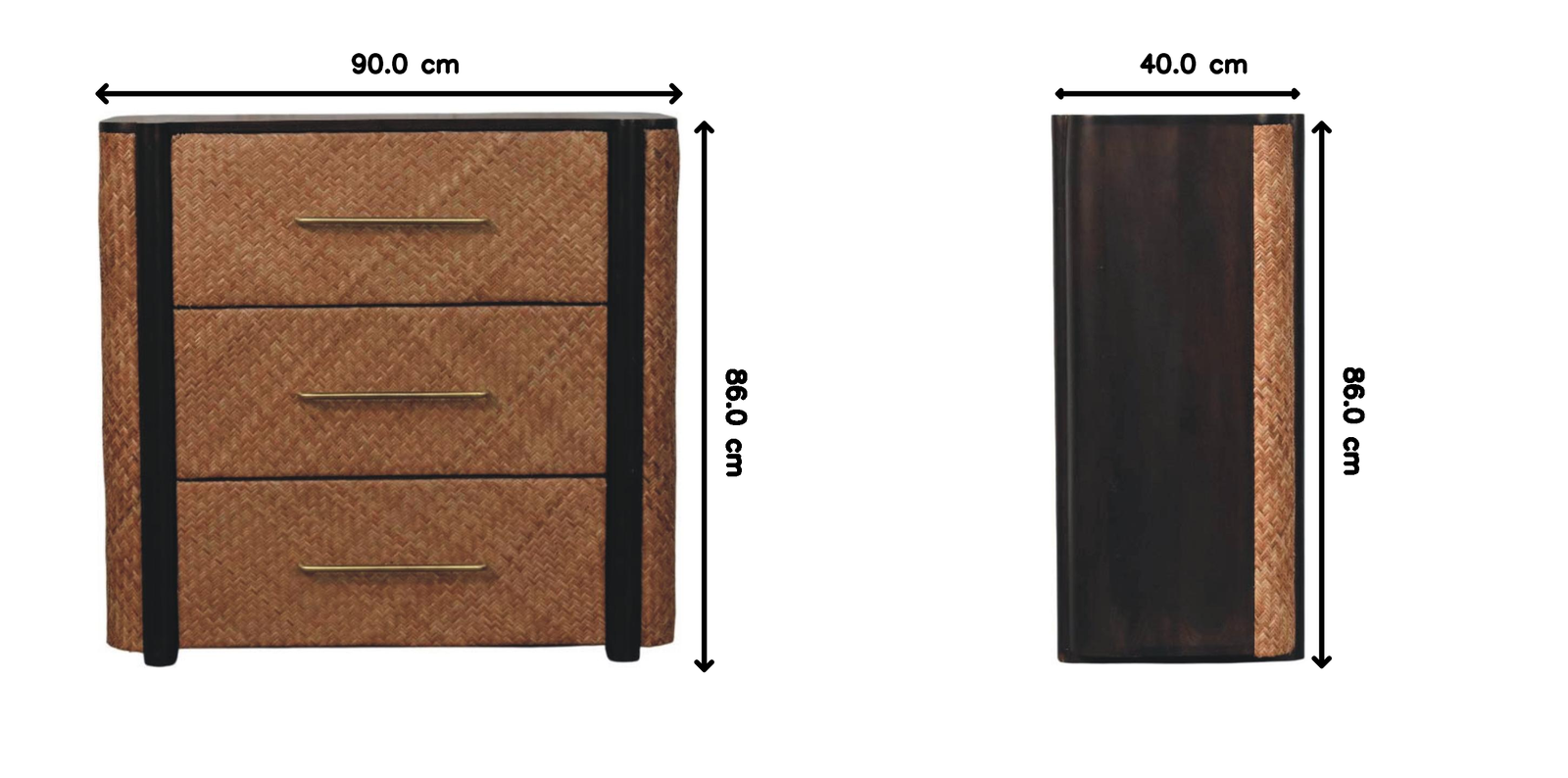 Havana Weave 3 Drawer Chest, Brown