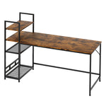 Computer Desk Study Table Home Office Workstation With 4-tier Shelf 160cm | Brown