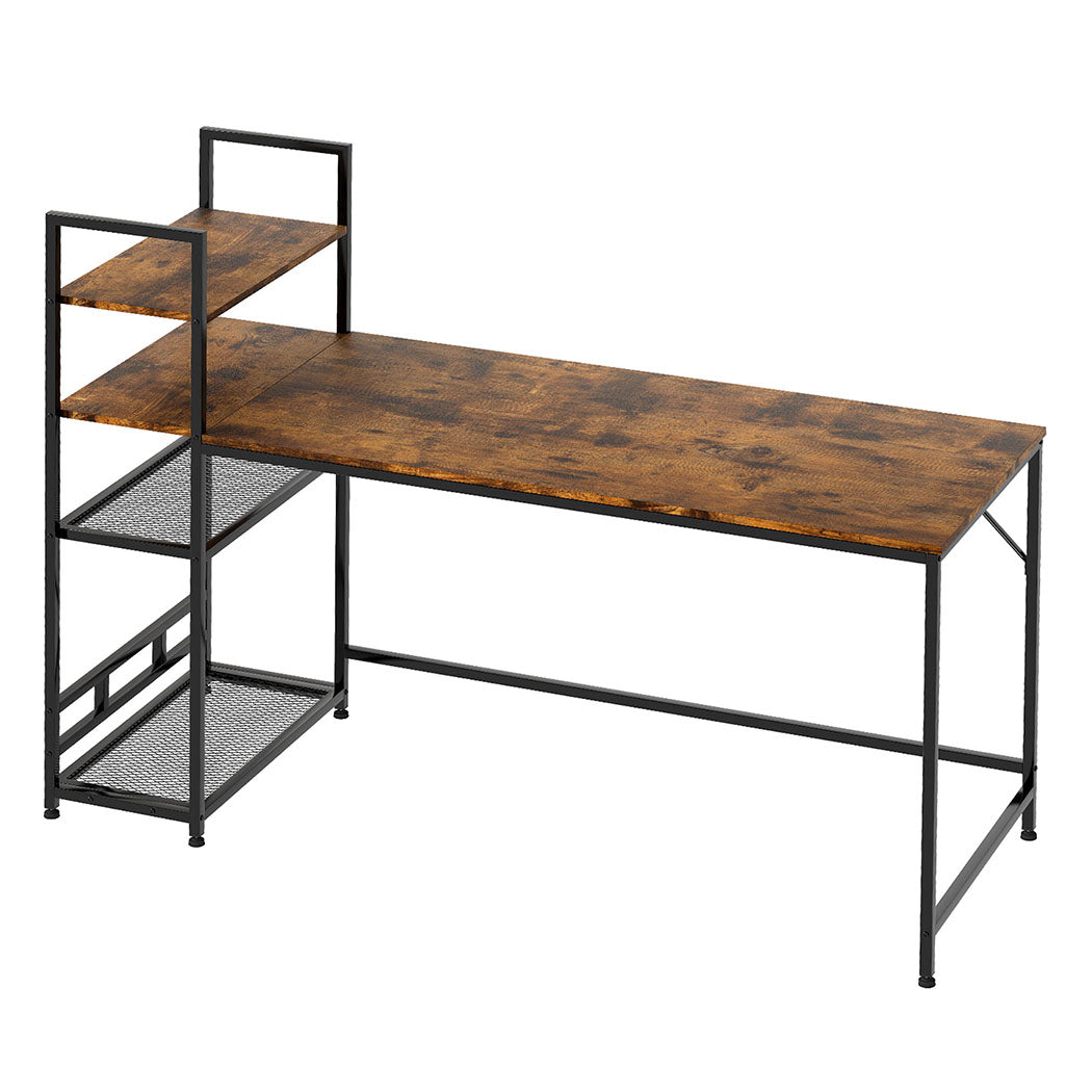 Computer Desk Study Table Home Office Workstation With 4-tier Shelf 160cm | Brown