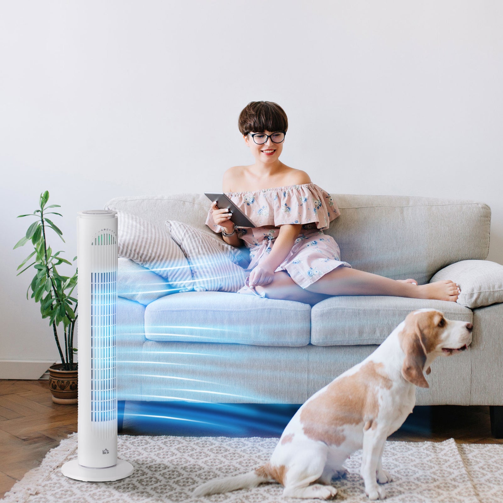 30 Inch Led Tower Fan Oscillation 3 Speed 3 Mode Remote | One Size | White