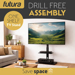 Futura Futura Tv Floor Stand 30 To 75 Inch Height Adjustable Swivel Mount With Shelf Supports 40kg