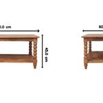 Spindle Coffee Table,1 Big Open Slot, Beige