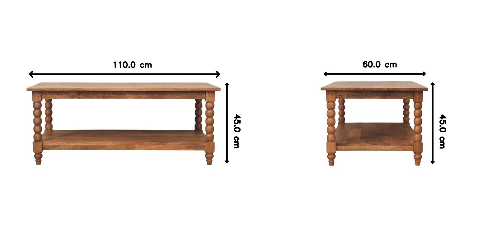 Spindle Coffee Table,1 Big Open Slot, Beige