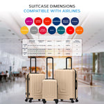 Set Of 3 Hard Shell Suitcases Overhead Carry On Cabin Bag & Check In 20kg+ Medium And Large Bag. | Set of 3 | Champagne
