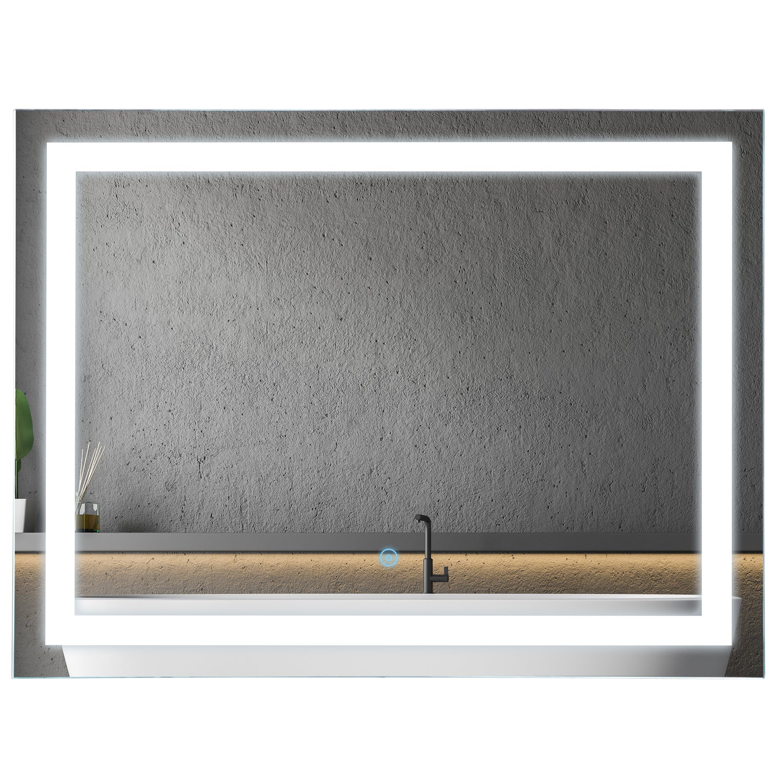 kleankin 80x60cm Led Bathroom Mirror Wall Mounted Led Touch Switch