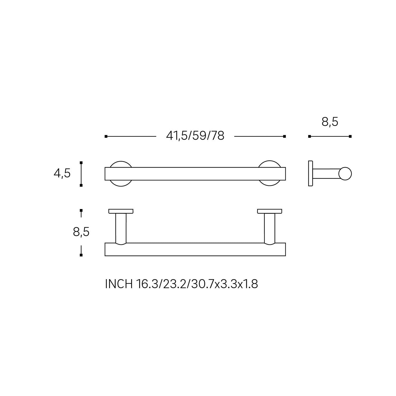 Towel Rail 41,5cm, Silver, Anti-corrosion, Architect S+ Collection