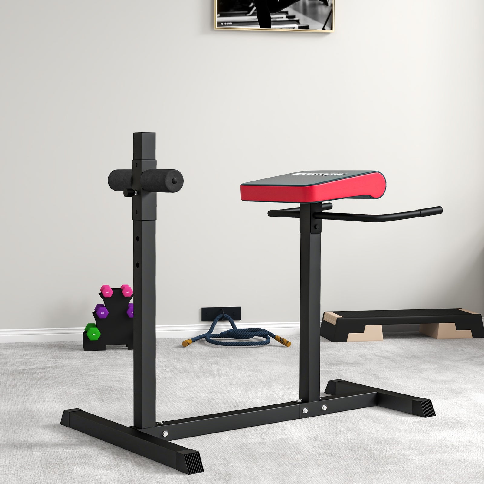 Back Extension Roman Chair With Adjustable Leg Roller
