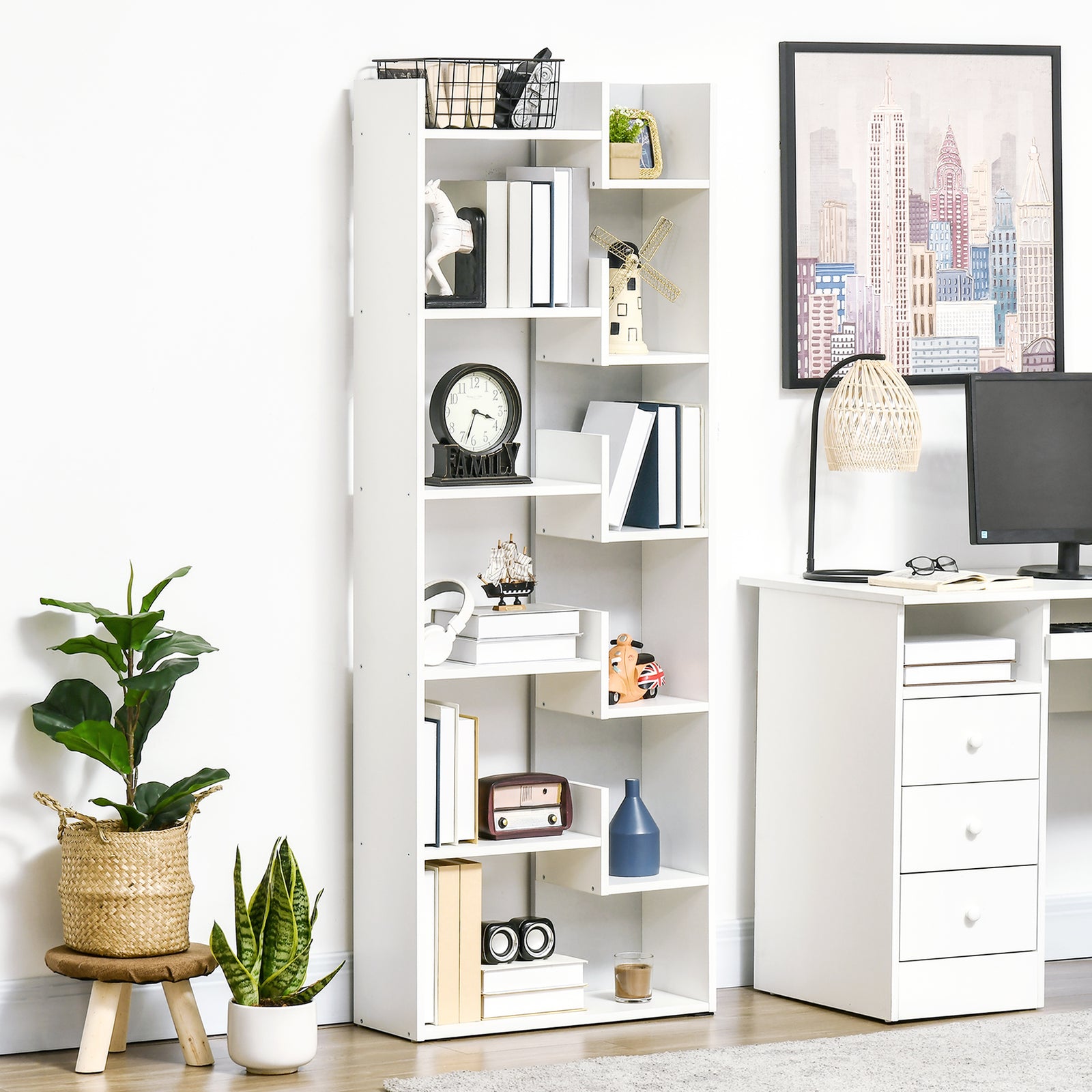 6 Tier Bookshelf Freestanding Decorative Storage Shelves